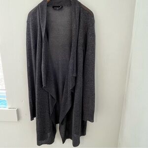 Sophisticated Dark Gray Lenin Blend Open Front Cardigan